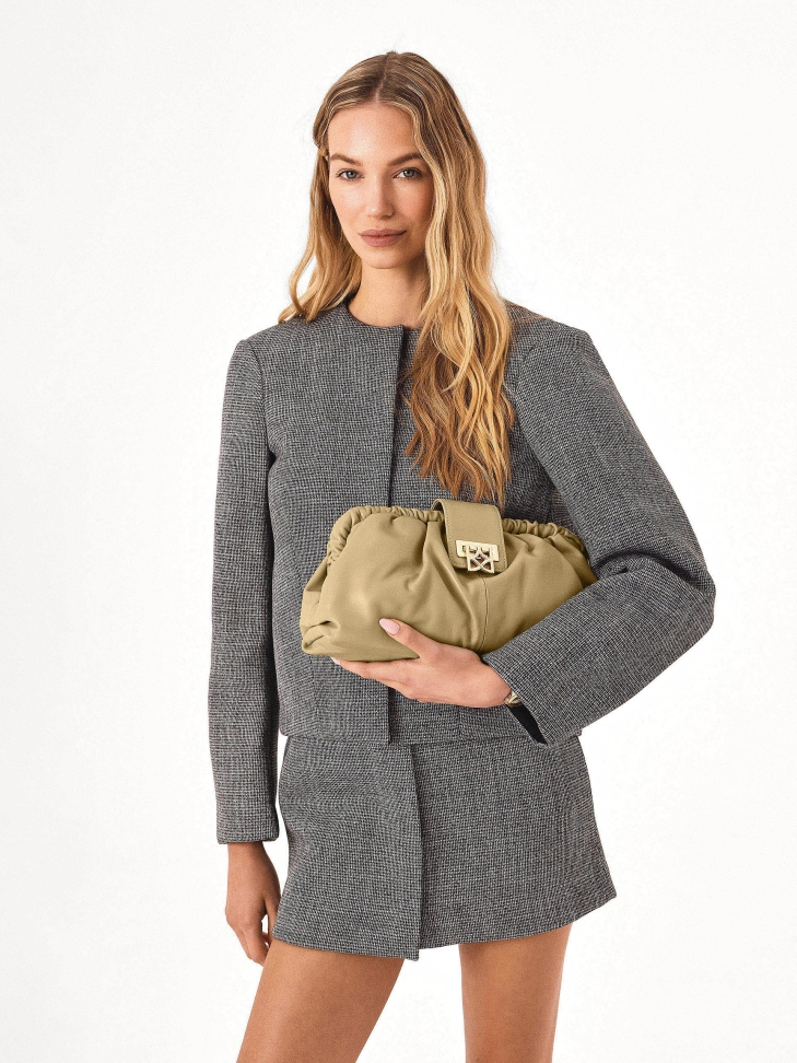 Beige clutch pouch bag