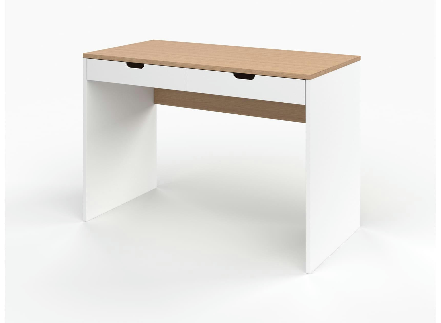 ALBI - Bureau avec 2 tiroirs Blanc et Chêne