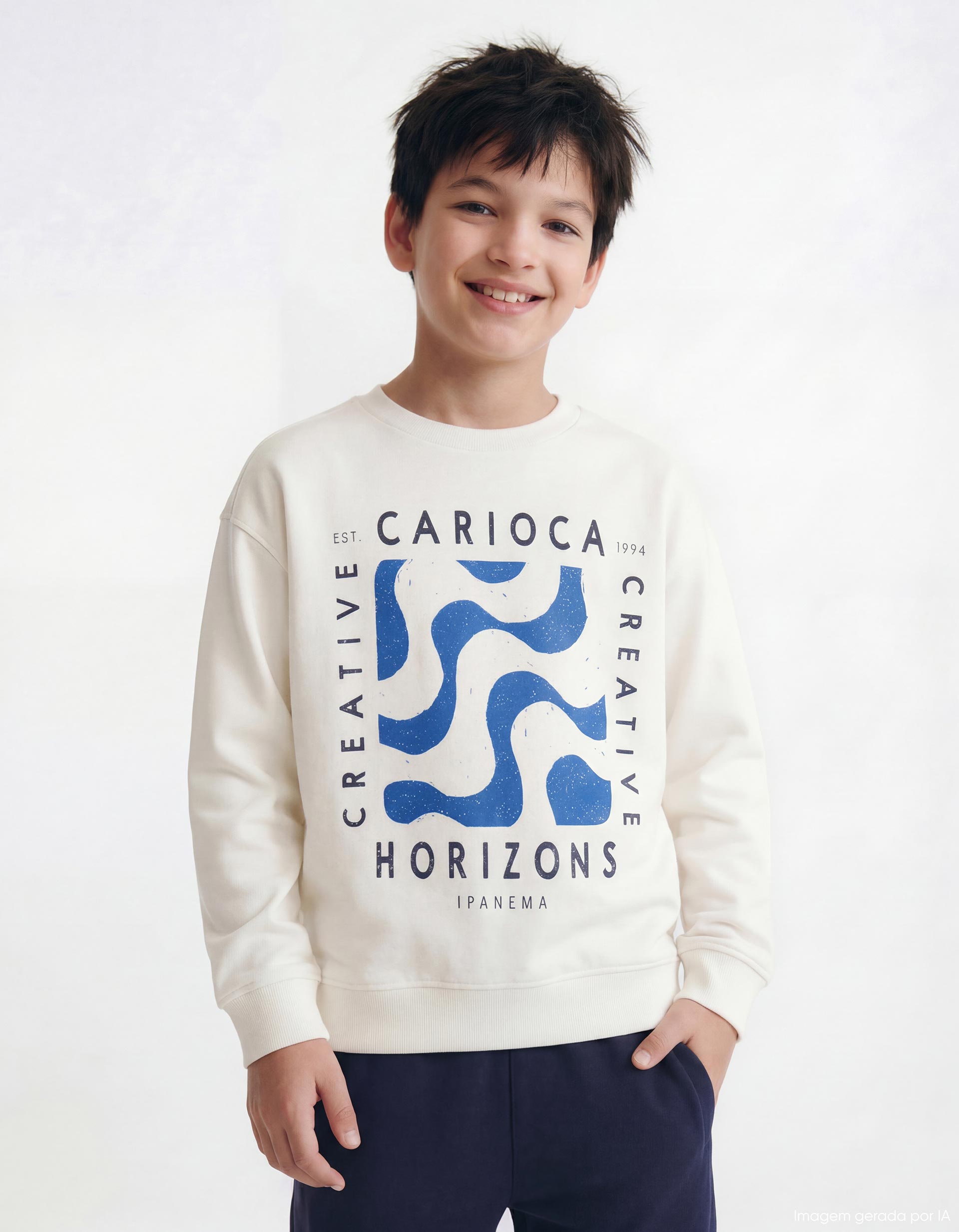 Sweatshirt de Felpa, Menino, Branco