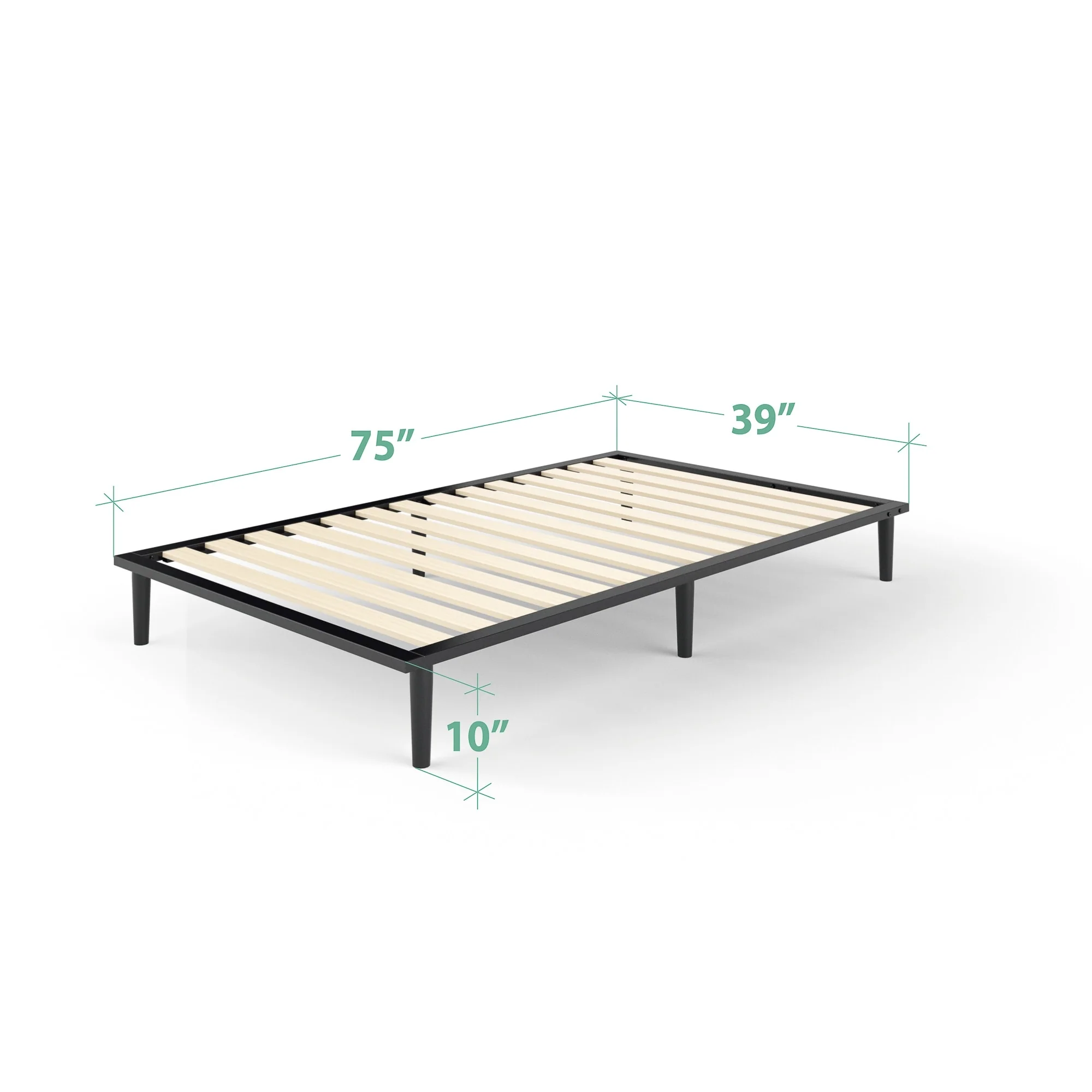 Priage by ZINUS Black Metal Platform Bed with Tapered Legs