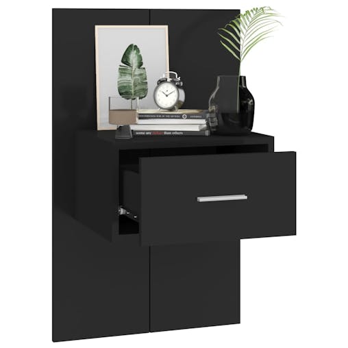 NNEVL Wall-mounted Bedside Cabinets 2 pcs Black
