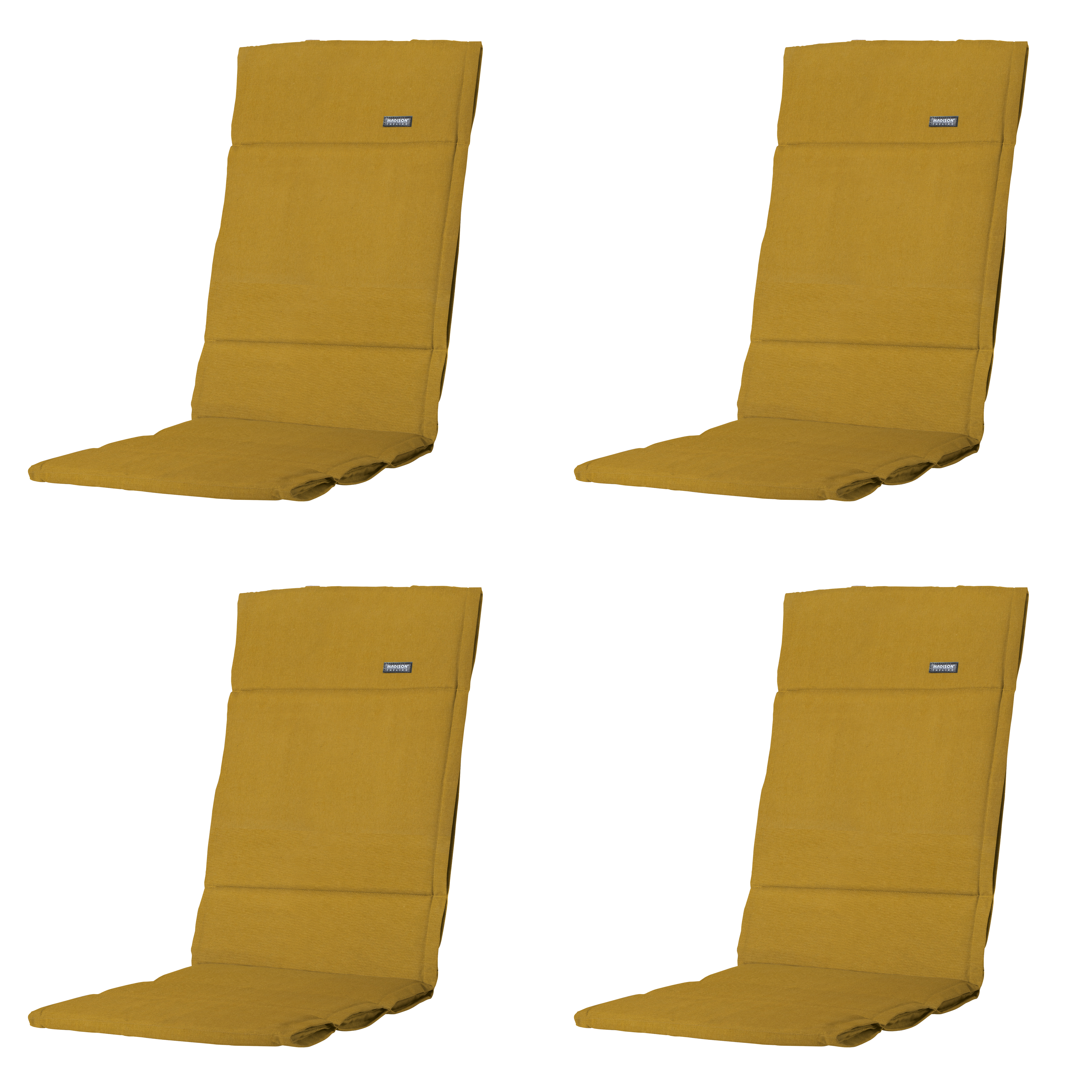 Madison tuintstoelkussen hoge rug Panama - geel - 125x50x3cm - set van 4
