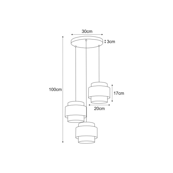 Lampa wisząca czarno-beżowa DIUNA 3xE27x40W wym: 100x45x45 cm Kaja