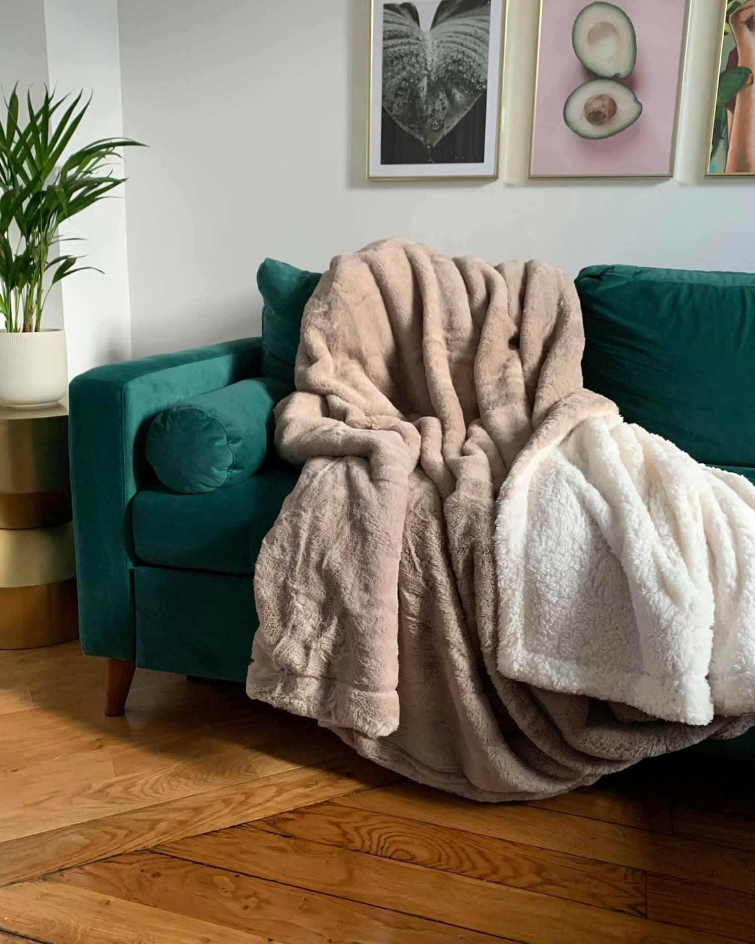 COUVERTURE - Couverture plaid XL doublée imitation 