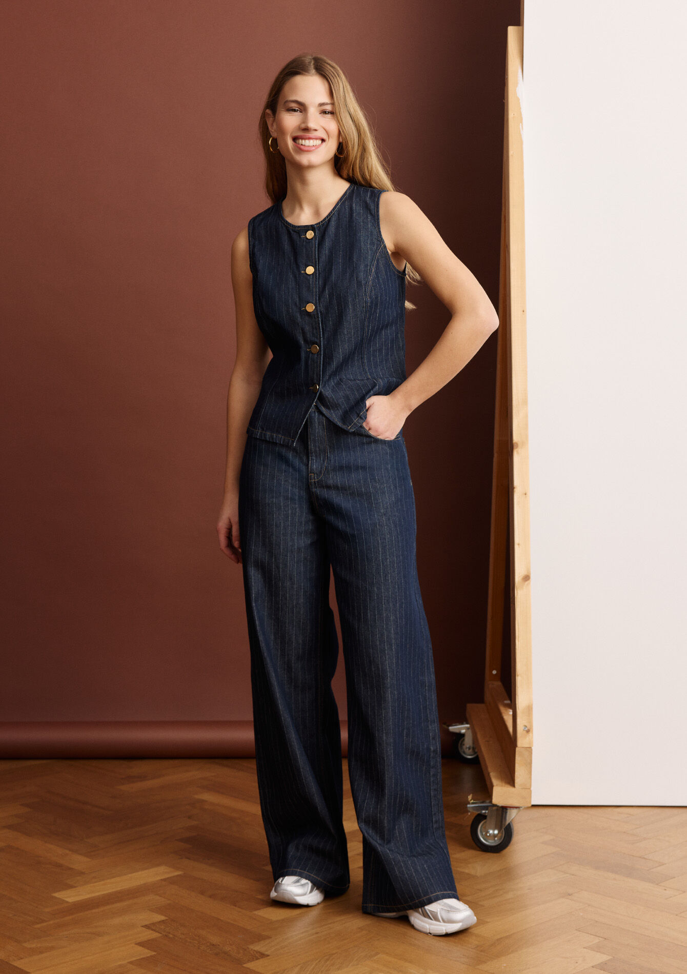 Wijde gestreepte jeans