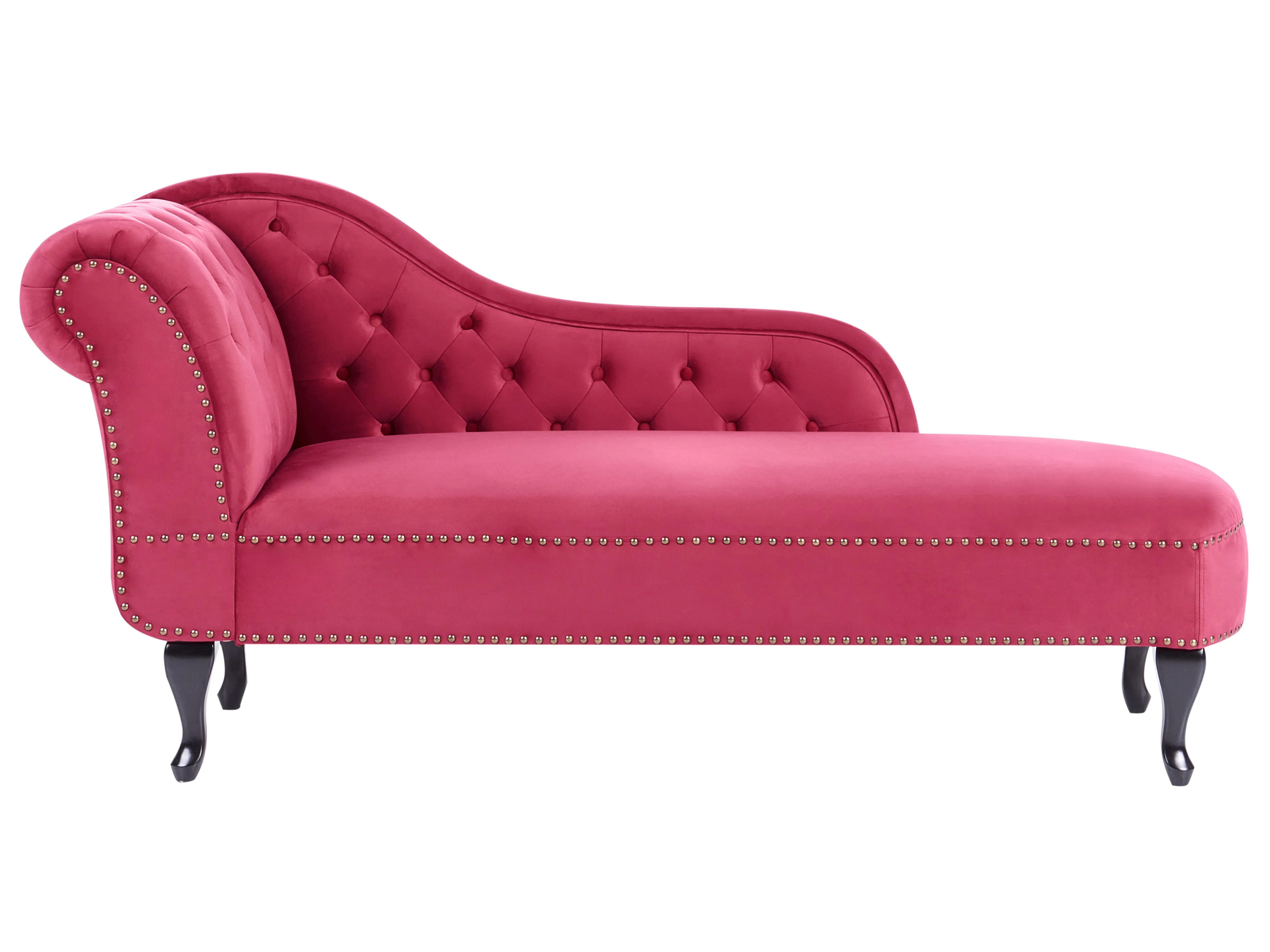 Left-Hand Chaise Longue NIMES Velvet Burgundy