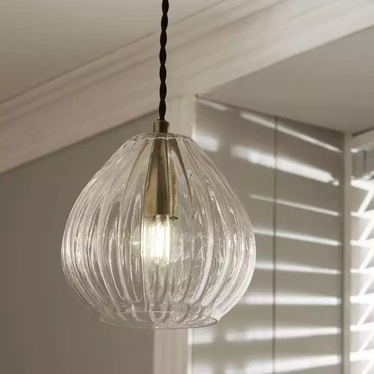 Pacific Ella Glass Teardrop Pendant Light - Brass