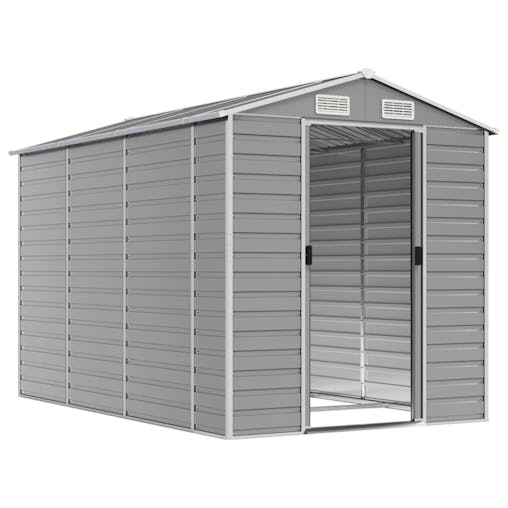 NNEVL Garden Shed Light Grey 191x300x198 cm Galvanised Steel