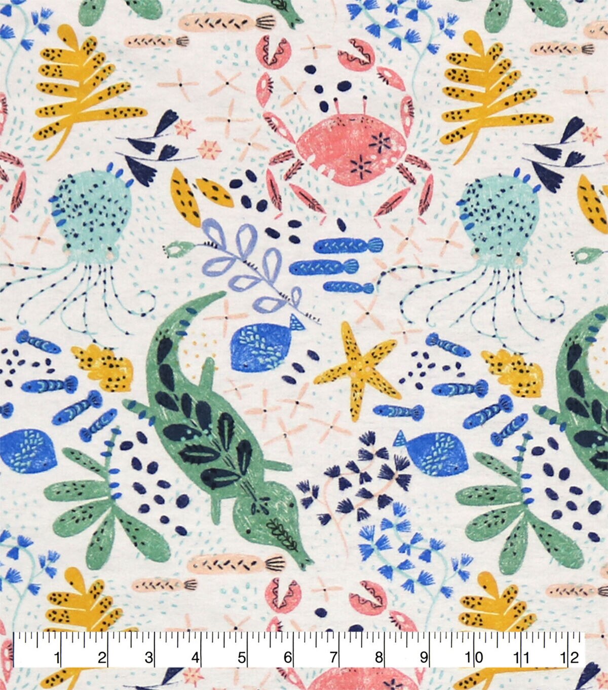 Intricate Sea Life Super Snuggle Flannel Fabric
