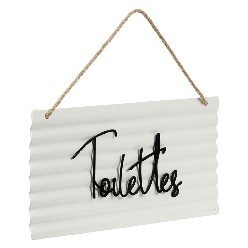 Pancarte décorative pièces de la maison en métal blanc