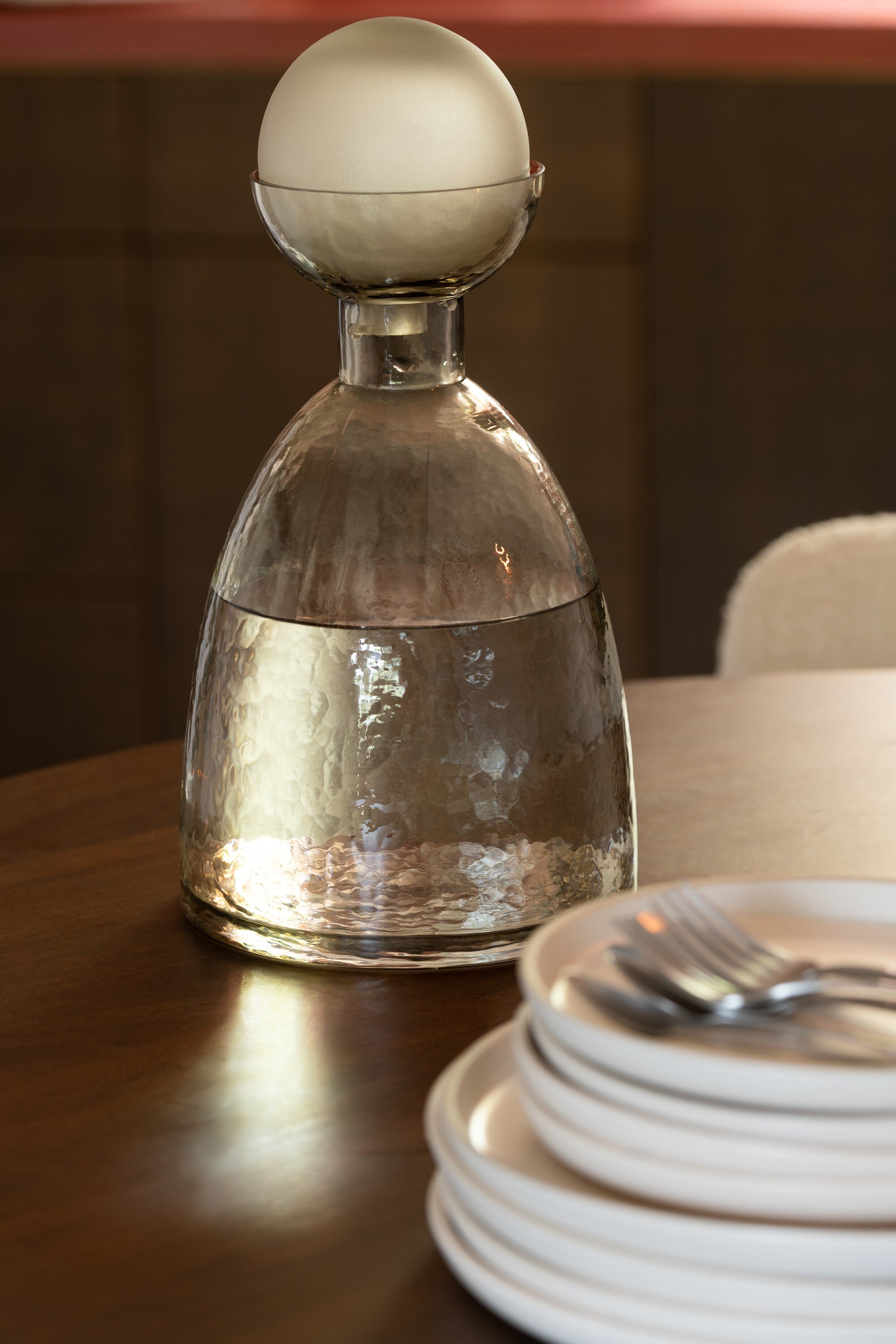 J-Line vaas Fles + Dop Yara - glas - grijs - small - Ø 20 cm