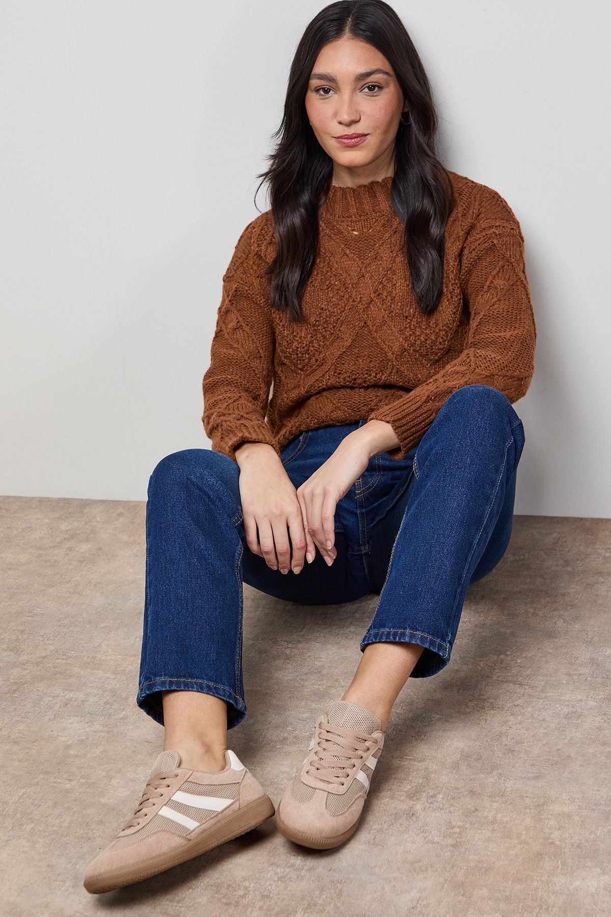 Oasis Jenna Faux Suede Mesh Detail Lace Up Trainers
