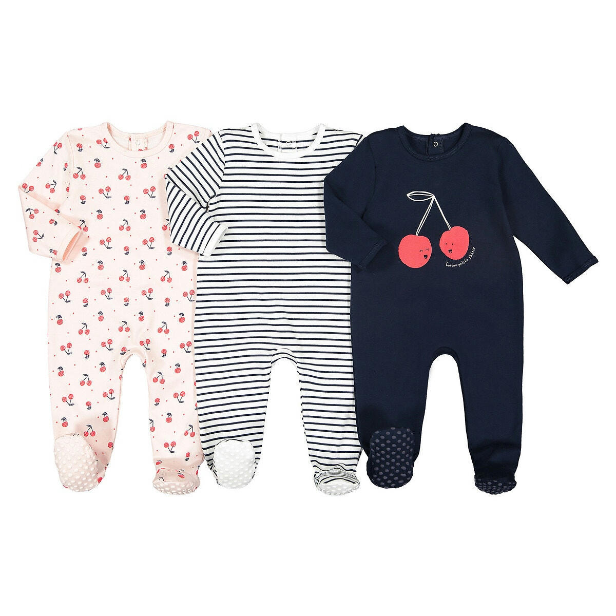 Lot de 3 pyjamas 1 pièce en coton
