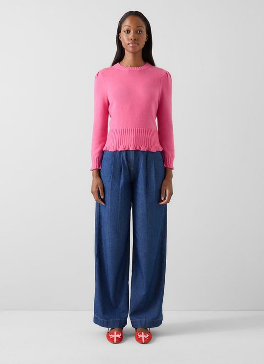 Aubri Pink Wool Cropped Jumper