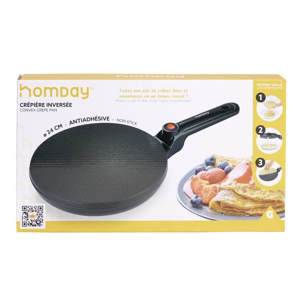Crépière inversée électrique en alu noir Ø24cm 800W