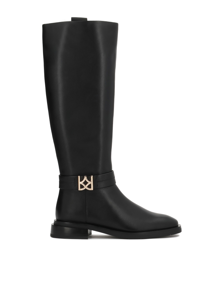 Black boots with logo accent