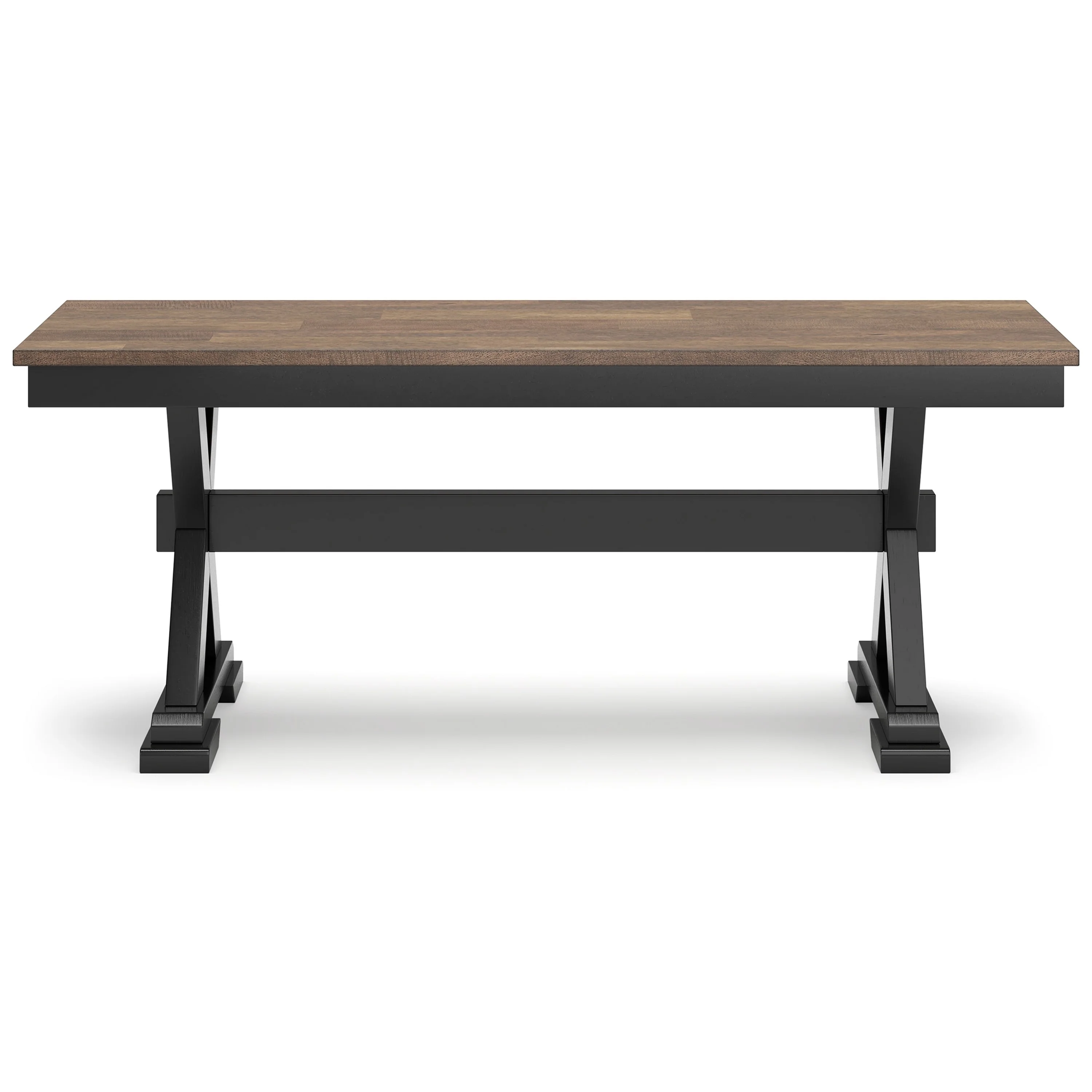 Fleur Large Dining Room Bench, 48 Inch Brown Seat, Black Wood Frame