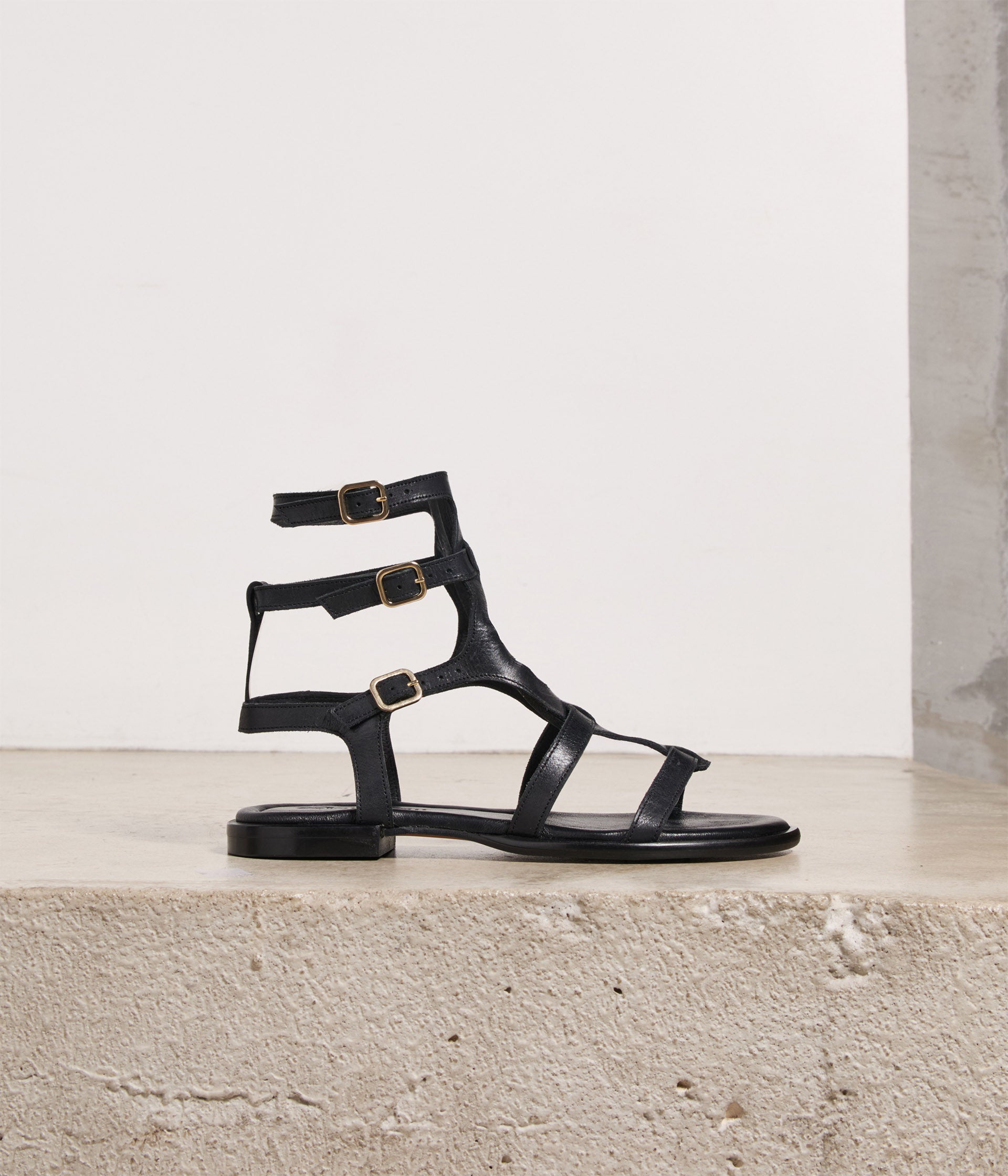 Sandales spartiates noires Gallia