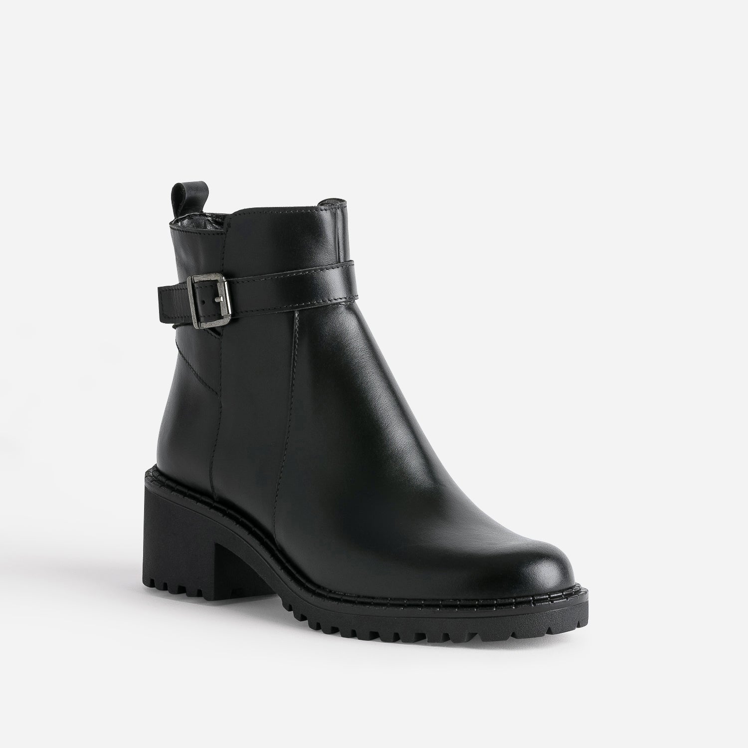 Boots éco-conçu noir cuir à semelle crantée