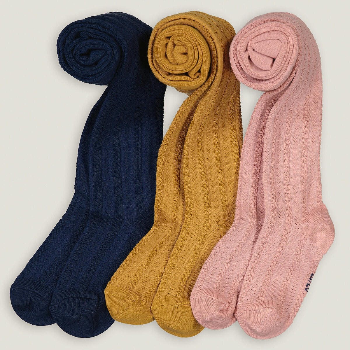 Lot de 3 collants unis torsadés