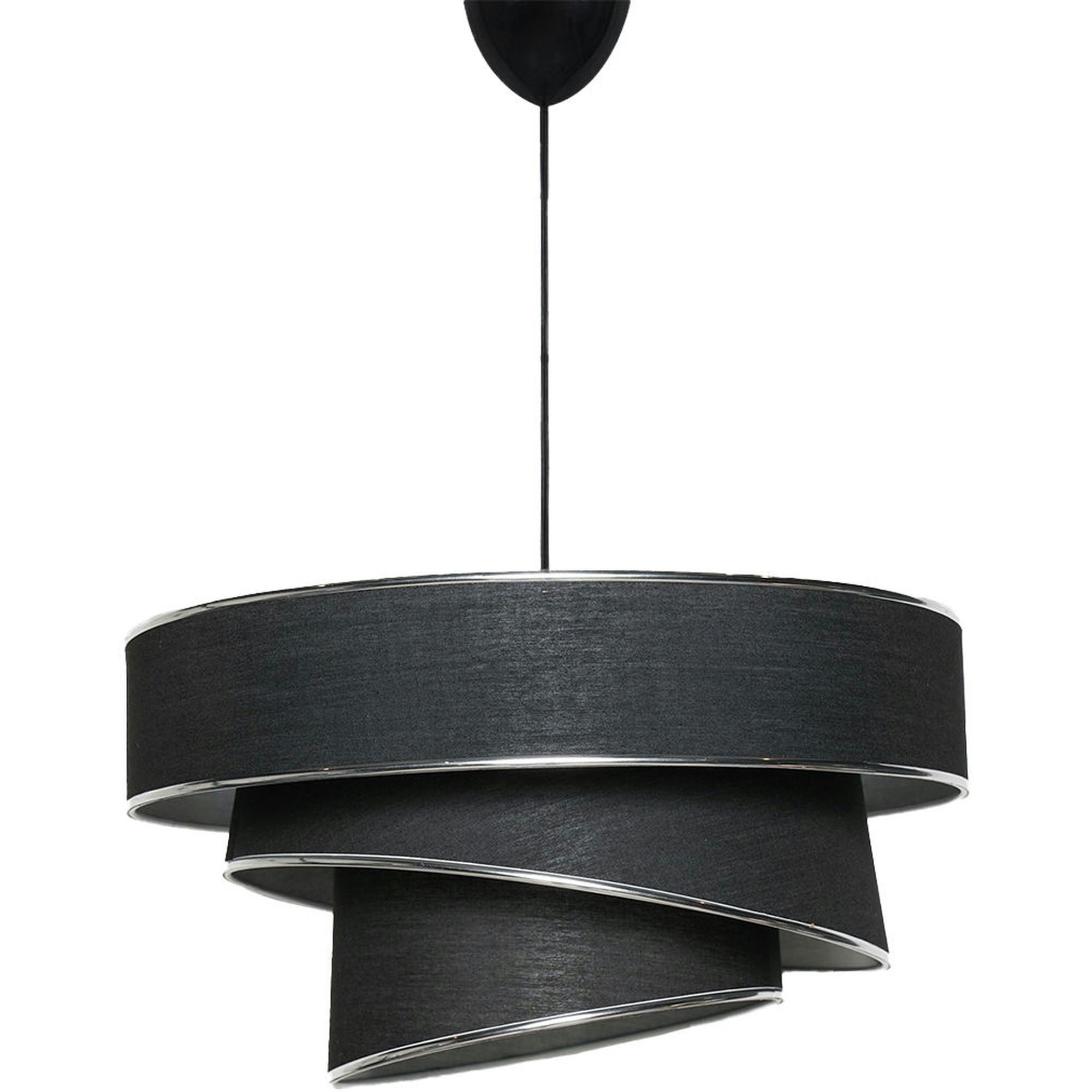 Suspension design noir et argent - abat-jour triple ZURICH