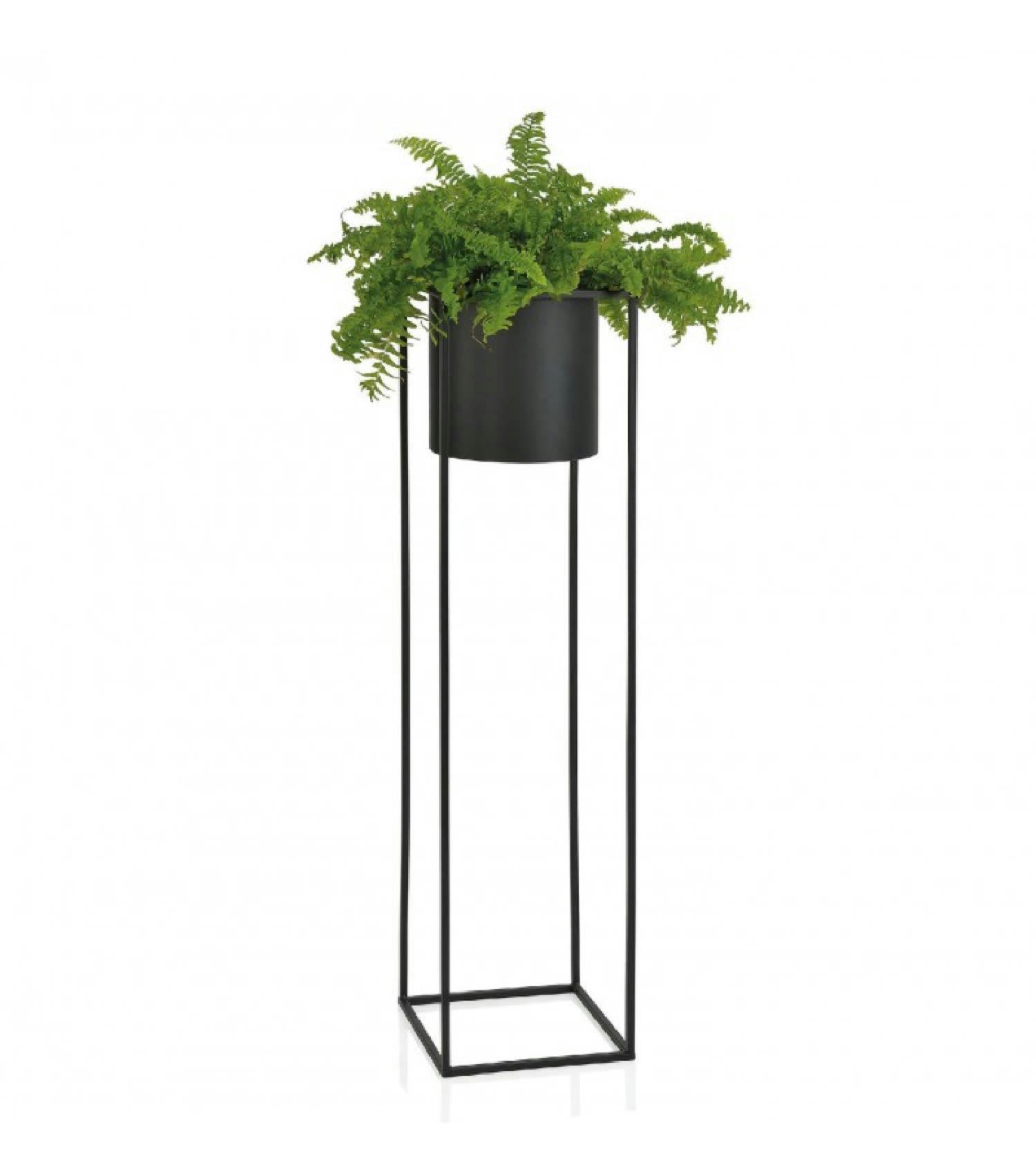 MÉTAL - Cache-pot sur pied en métal noir H100cm