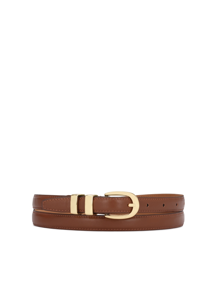 Narrow leather strap with two metal loops