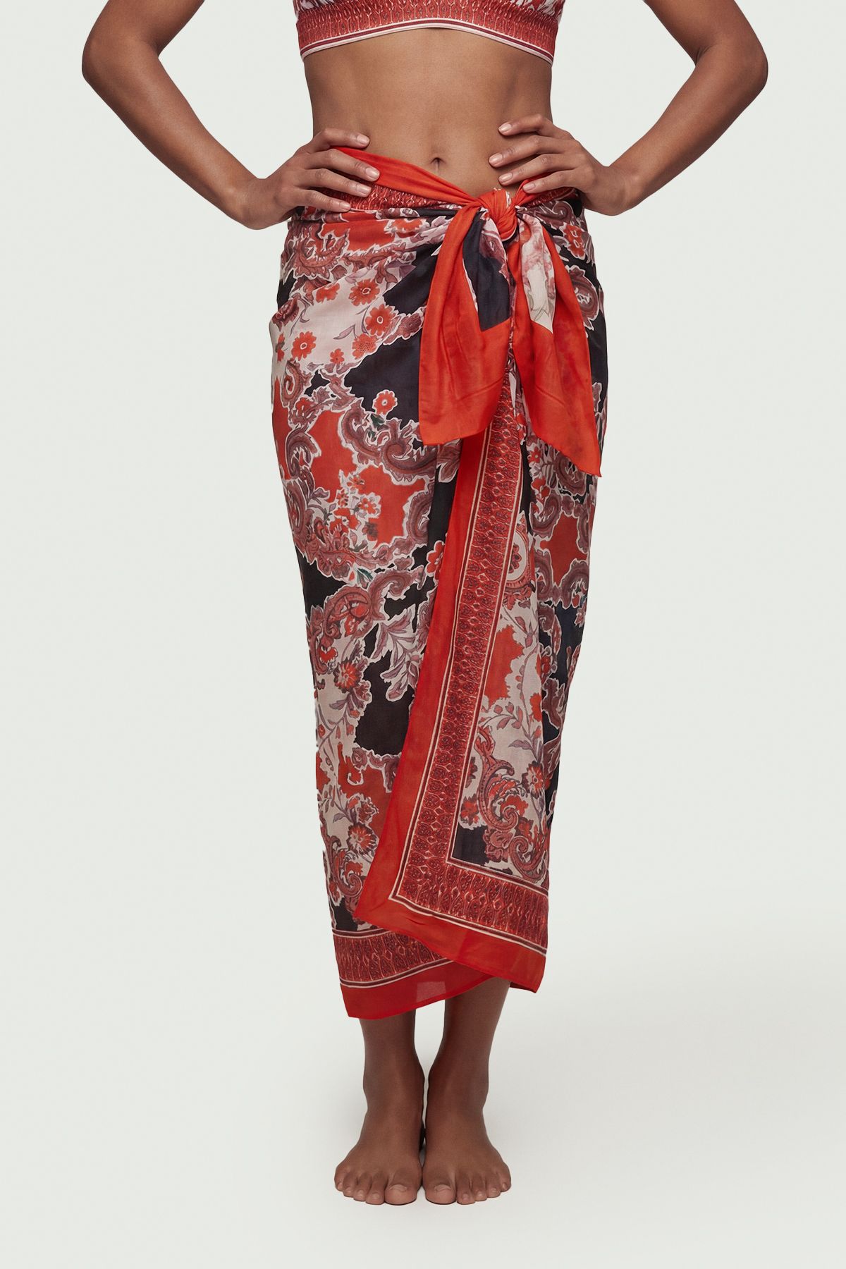 KarenMillen Scarf Mirrored Print Cotton Voile Sarong