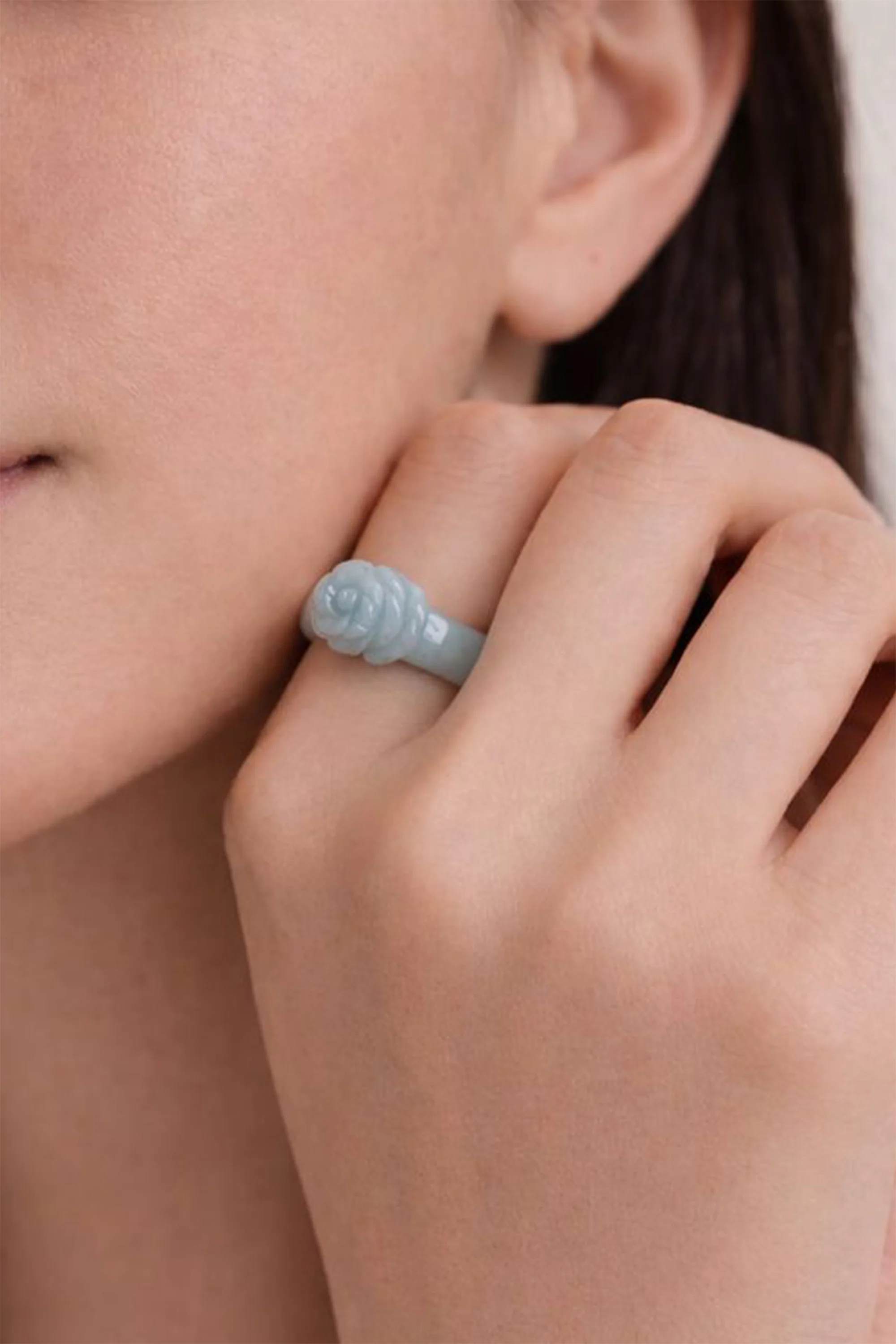 Rose — Off-White Jade Ring