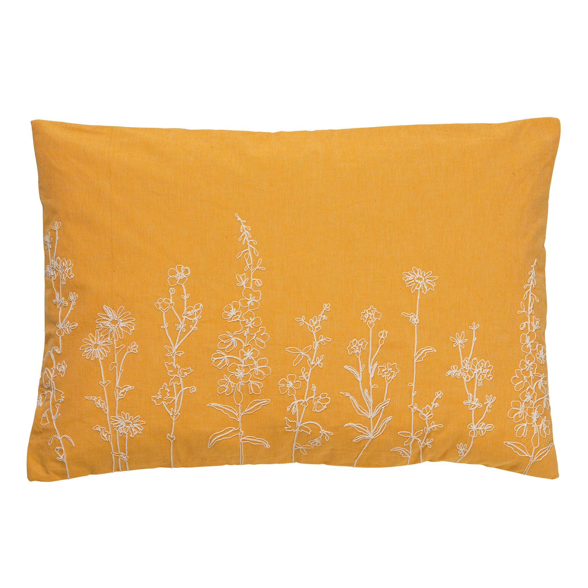 MADELIN - Housse de coussin jaune en coton-40x60 cm avec motif fleuri
