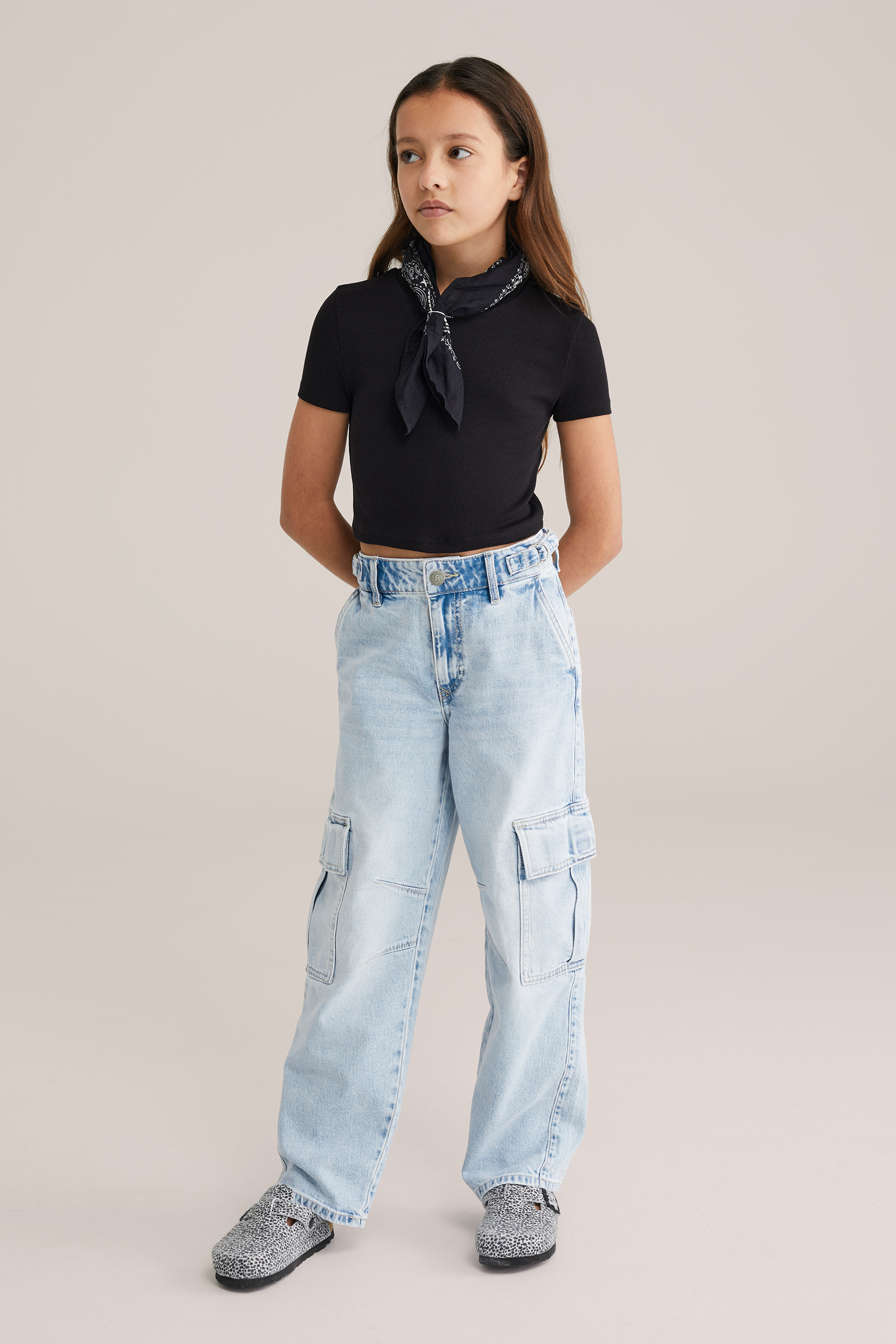 Meisjes loose fit cargo jeans