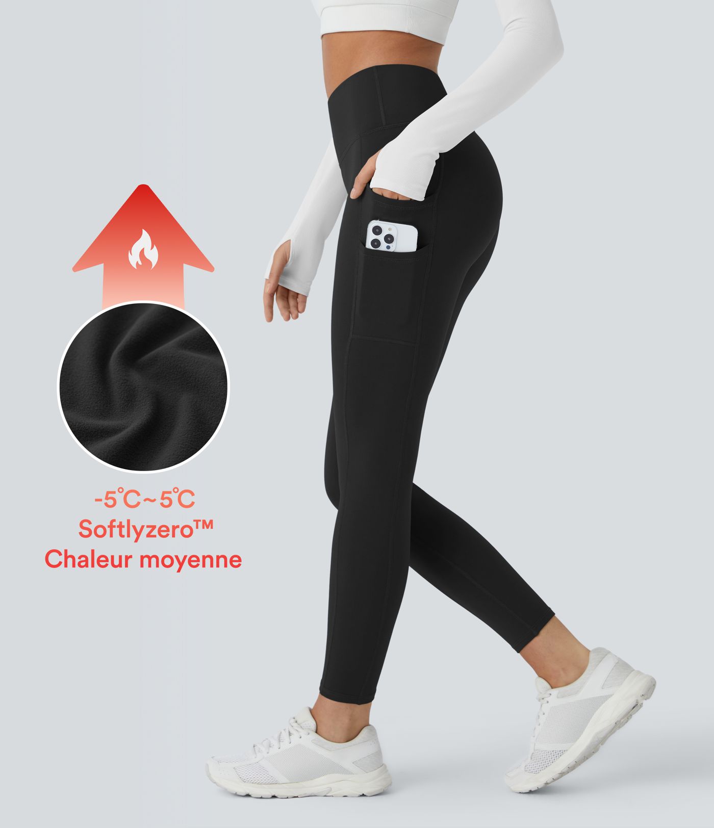 Legging thermique 7/8 Softlyzero™ taille haute avec doubles poches