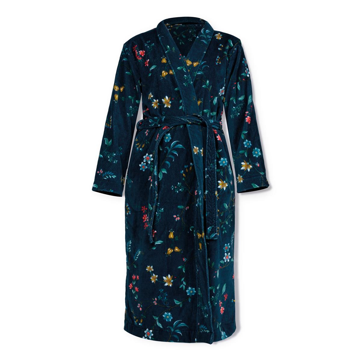 Pip Studio badjas Les Fleurs - XXL - donker blauw