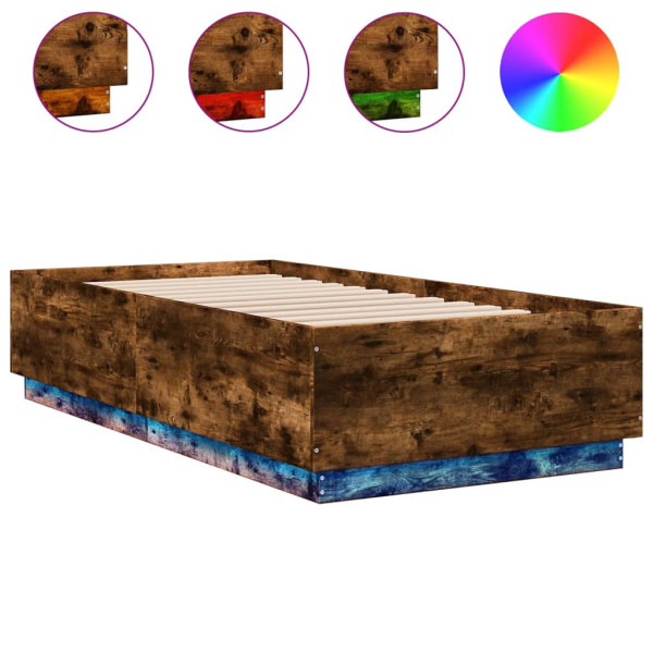 Łóżko Drewniane Rama Łóżka Sofa Brązowe Do Sypialni Pokoju LED 75x190 cm