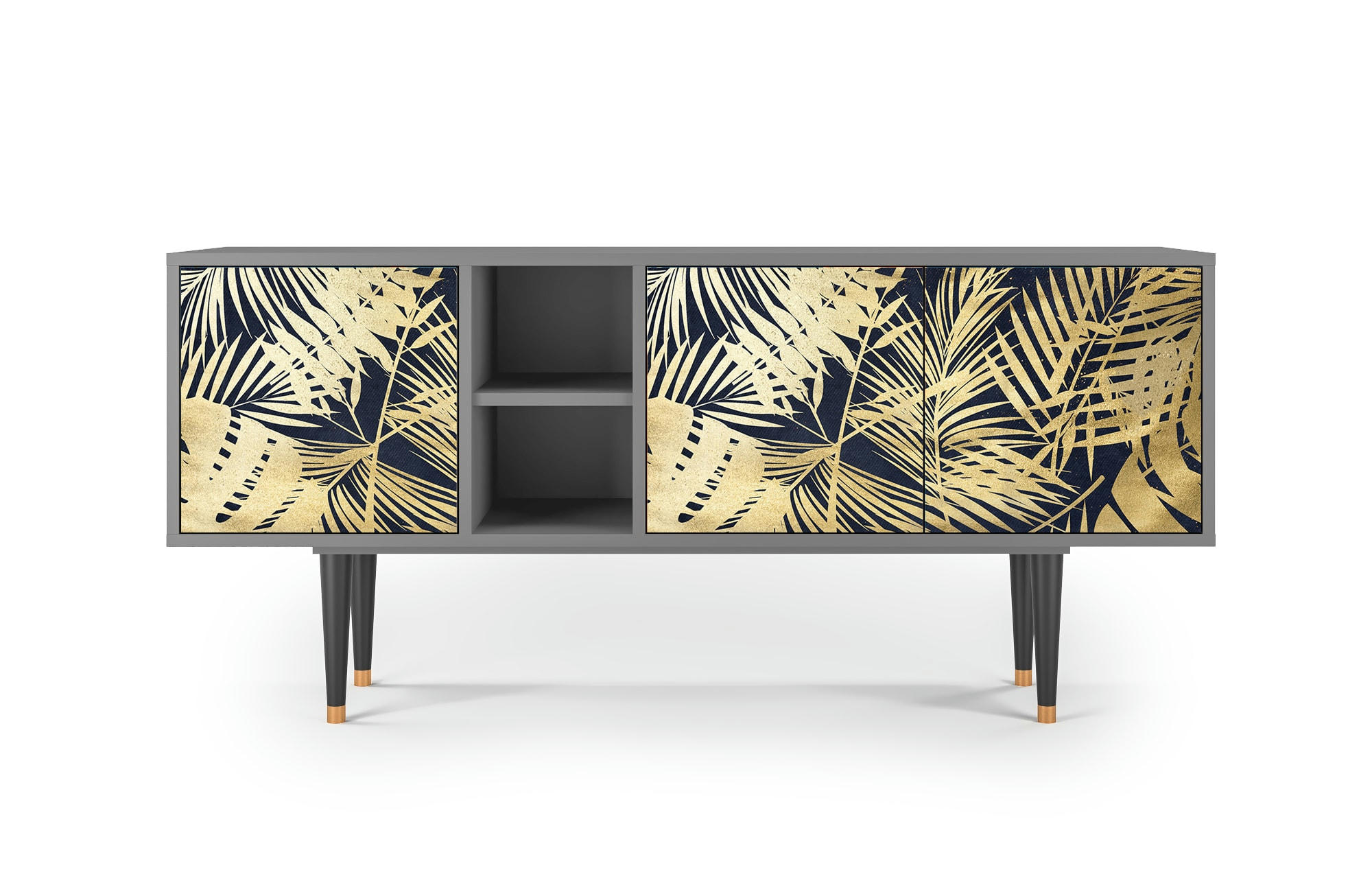 JUNGLE VIBES - Meuble TV  bleu et jaune 3 tiroirs L 150 cm