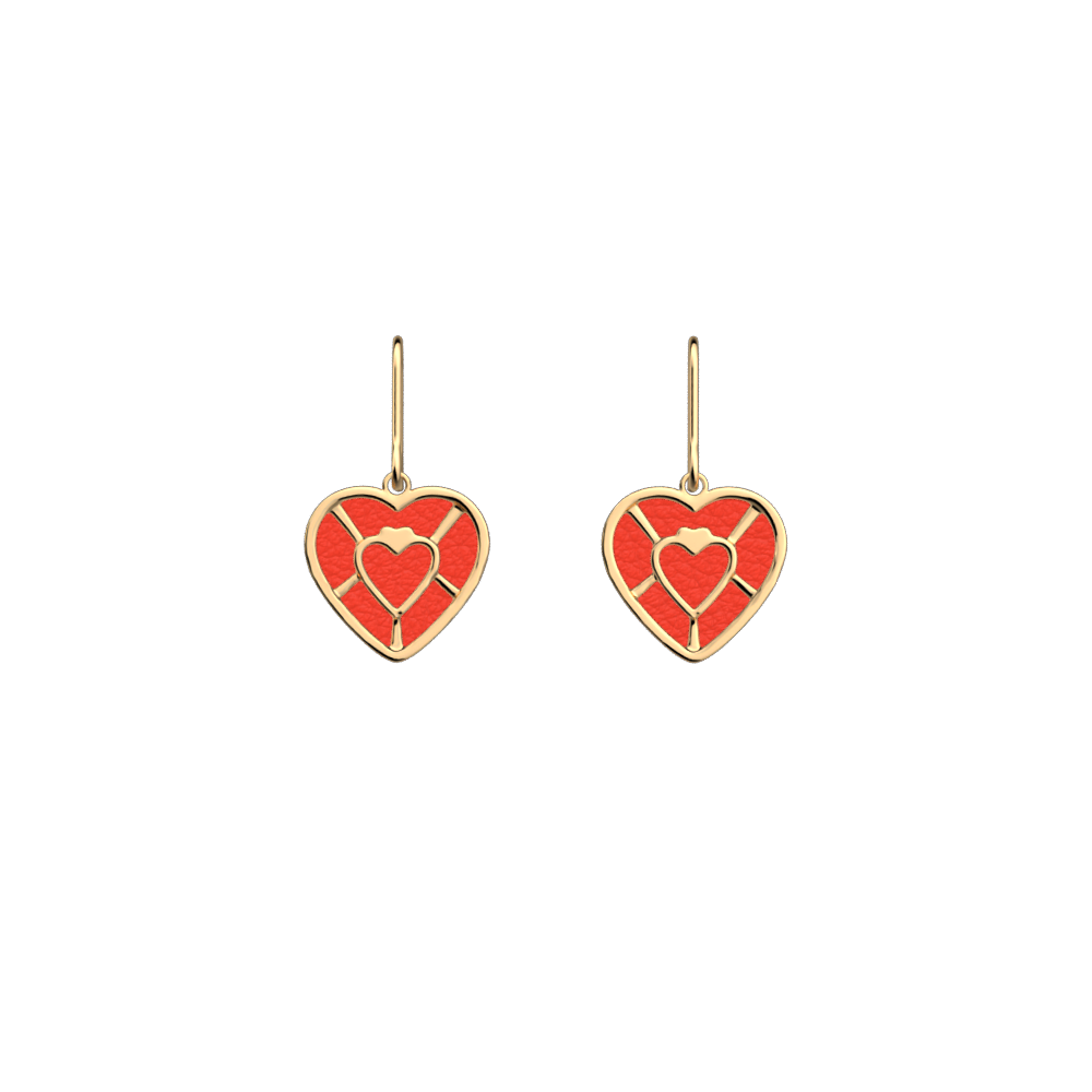 Boucles d'oreilles Cœur, cuirs réversibles Rouge Passion / Glamour