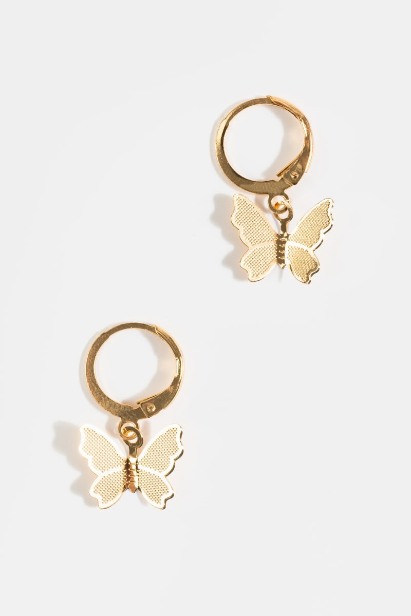 Dana Butterfly Charm Huggie Earrings