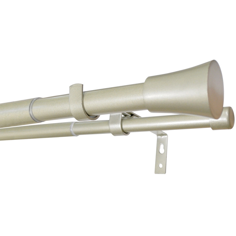 Kit double tringlerie en métal Ø 28 - 19 et Ø 19 - 16 extensible avec embout Pommeau 2 m à 3,7 m MOBOIS