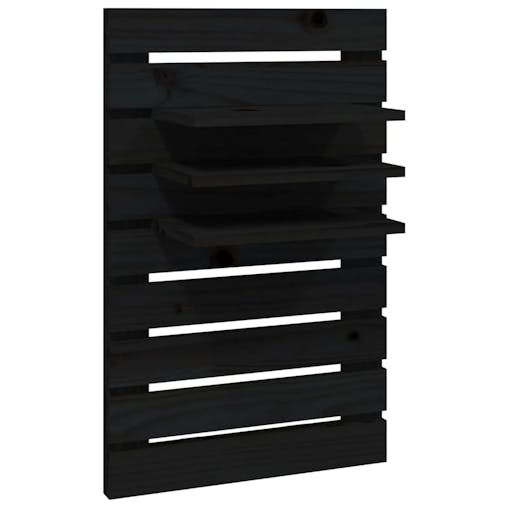 NNEVL Wall-mounted Bedside Shelves 2 pcs Black Solid Wood Pine