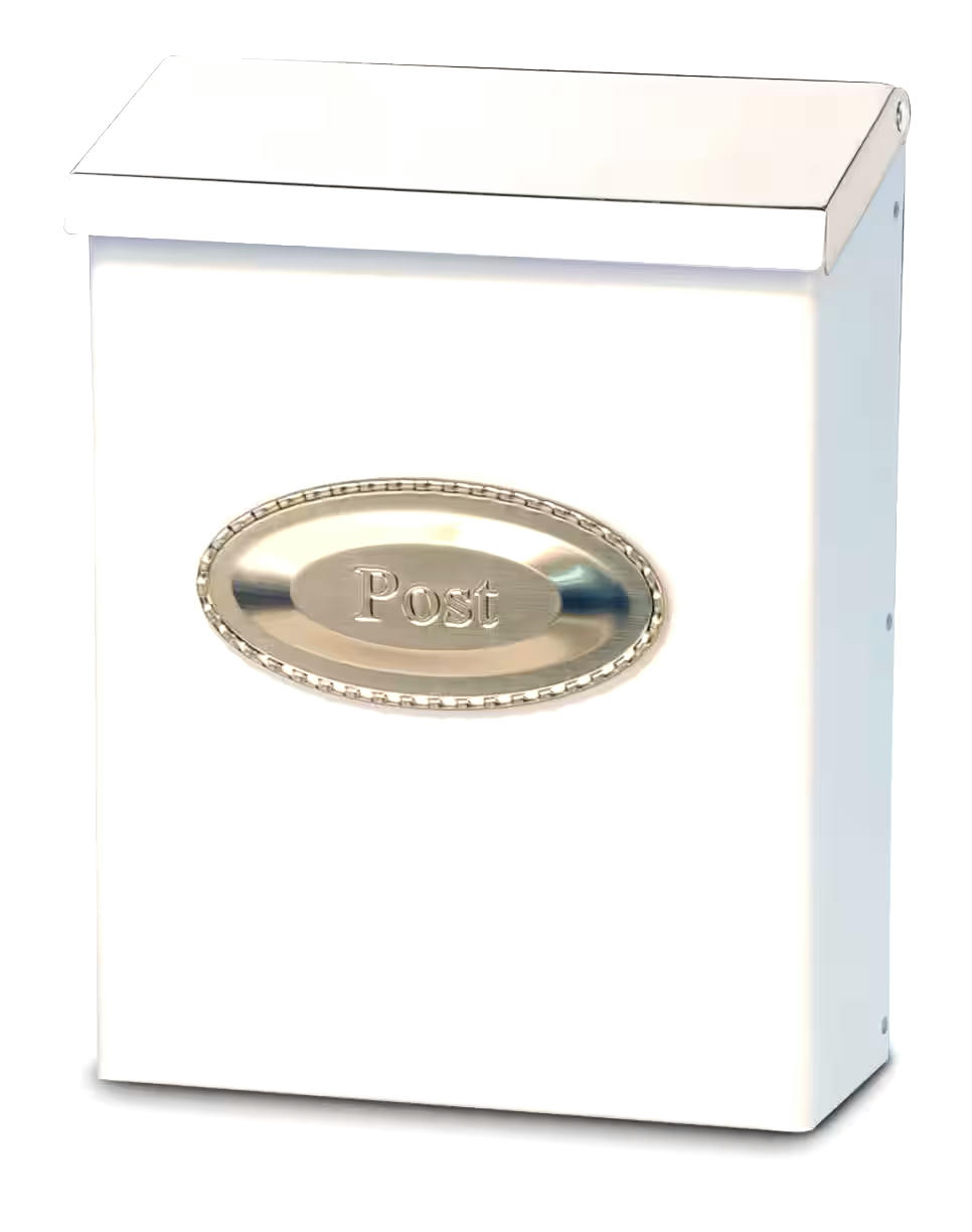 Dancy Colonial Wall-Mount Mailbox with Emblem, White