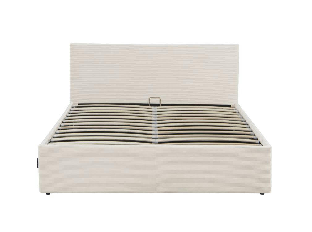 MAJESTIC - Cadre de lit avec coffre et tête de lit en velours côtelé - 140x190cm
