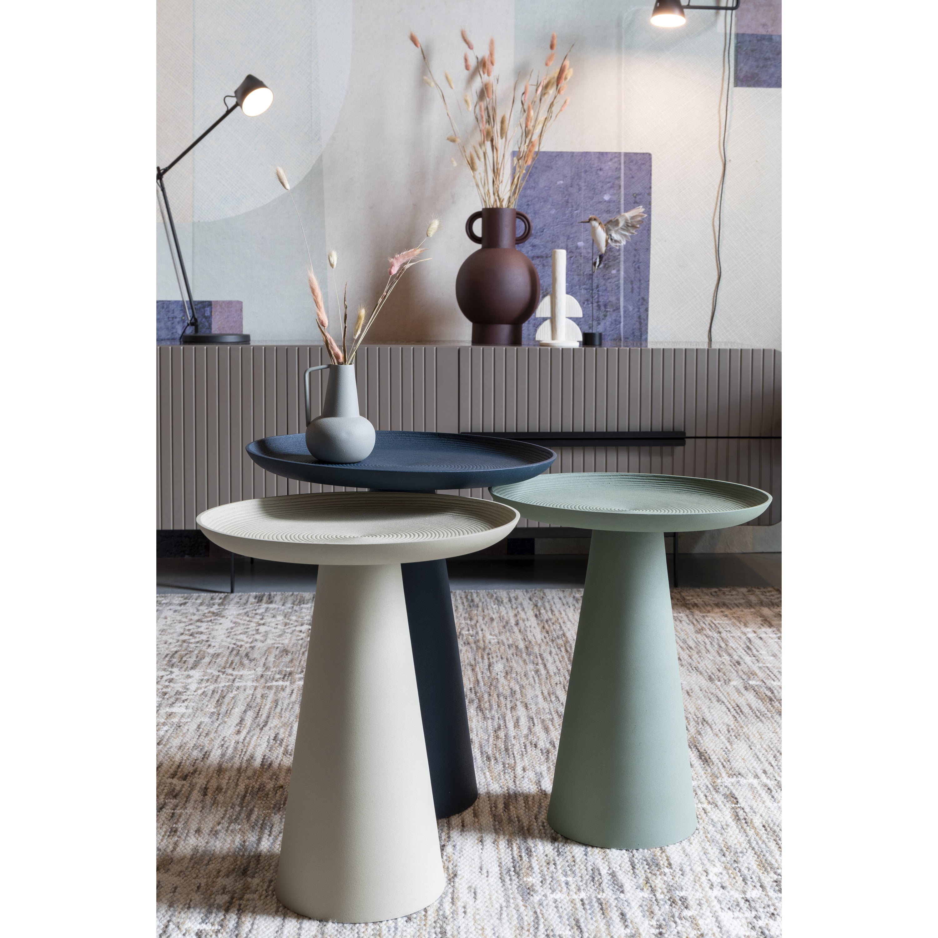 by fonQ basic Tira Bijzettafel - Blauw - Ø 39,5 cm