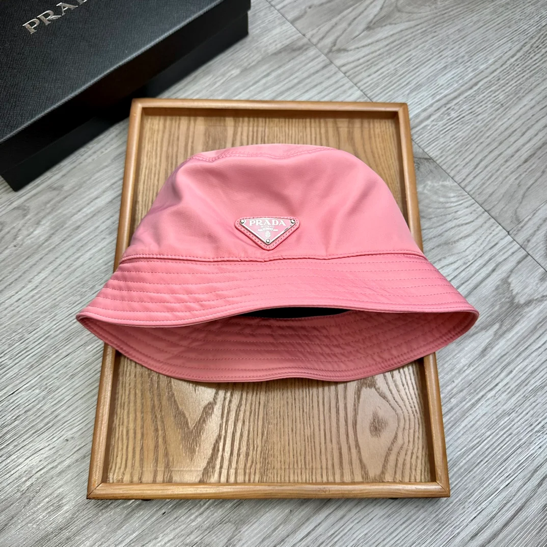 Prada Flat Top Classic Triangle Labeled Iron Fisherman's Hat Sunhat