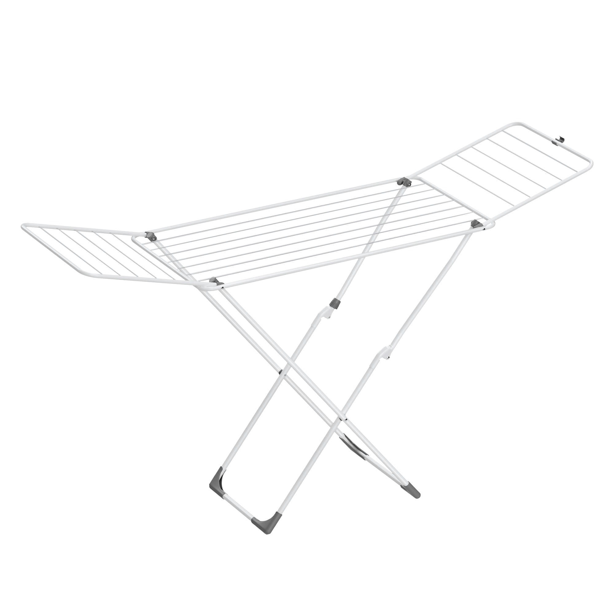 - Étendoir à linge pliable en acier blanc