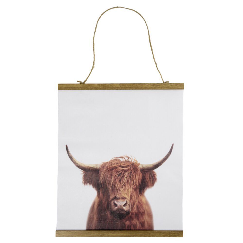 Décoration murale vache Highland avec corde H35cm