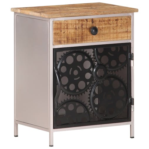 NNEVL Bedside Cabinet 40x30x50 cm Rough Mango Wood