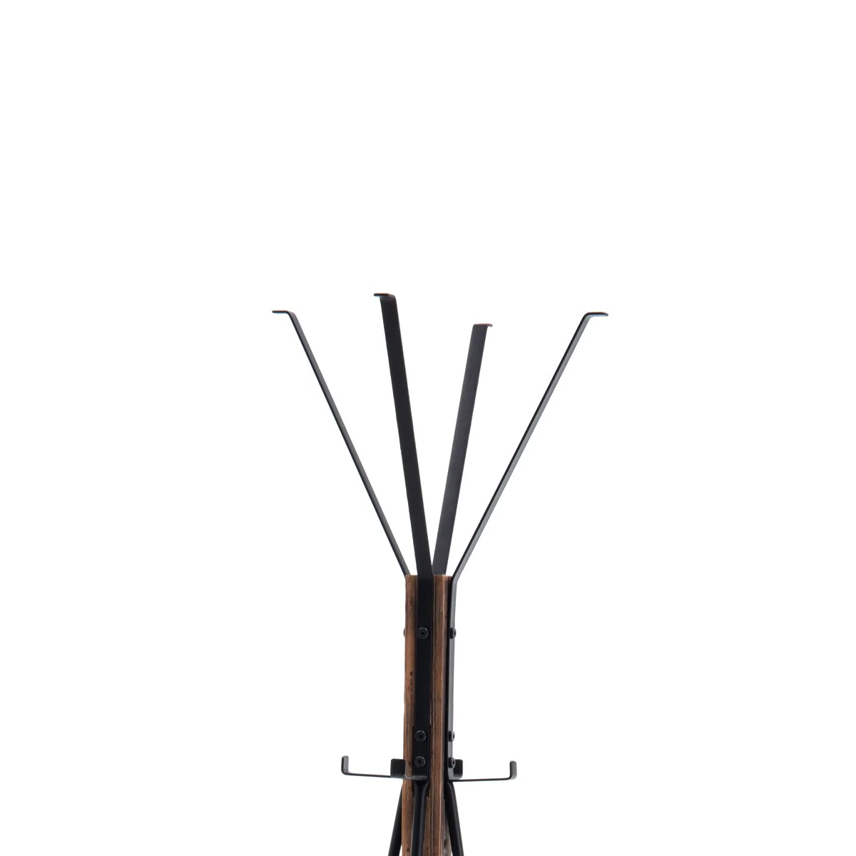 8 Hook Wood and Metal Coat Rack with Cross Base, Brown and Black