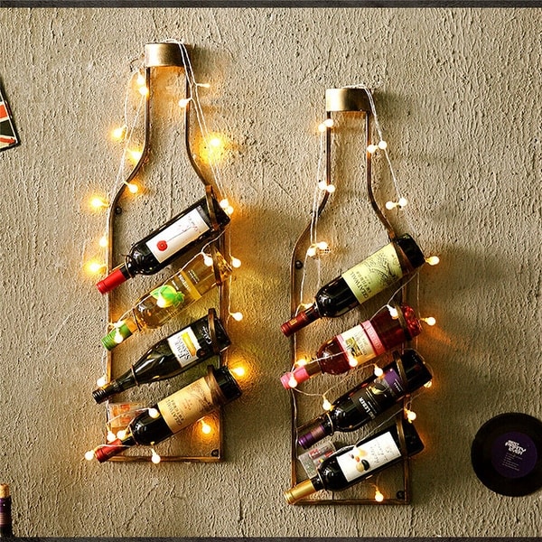 4-Layer Wall Mounted Wine Racks Bottles Holder Wine Storage Shelf - 4-Bottle