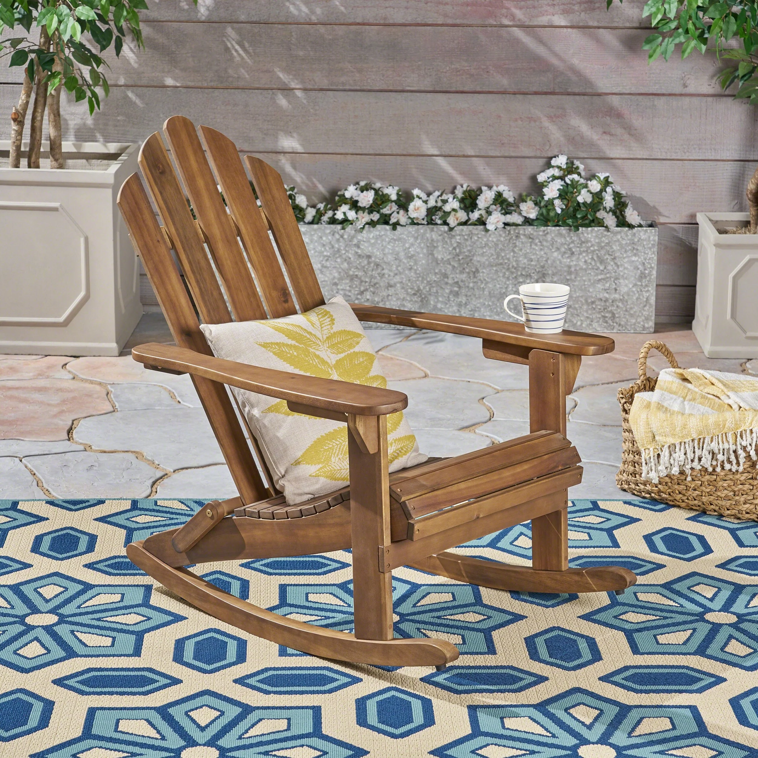 Hollywood Outdoor Adirondack Acacia Rocking Chair by Christopher Knight Home