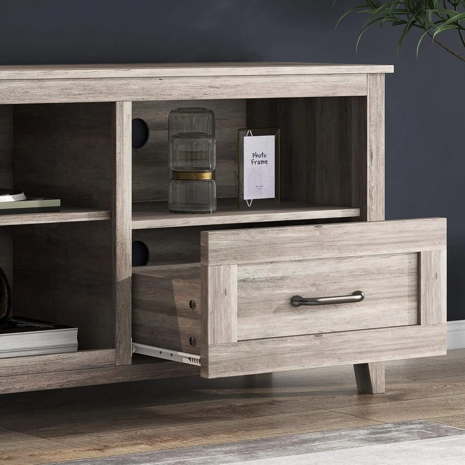 Grey TV Stand with Storage Drawers Cable Management for 65/75 inch TV - M